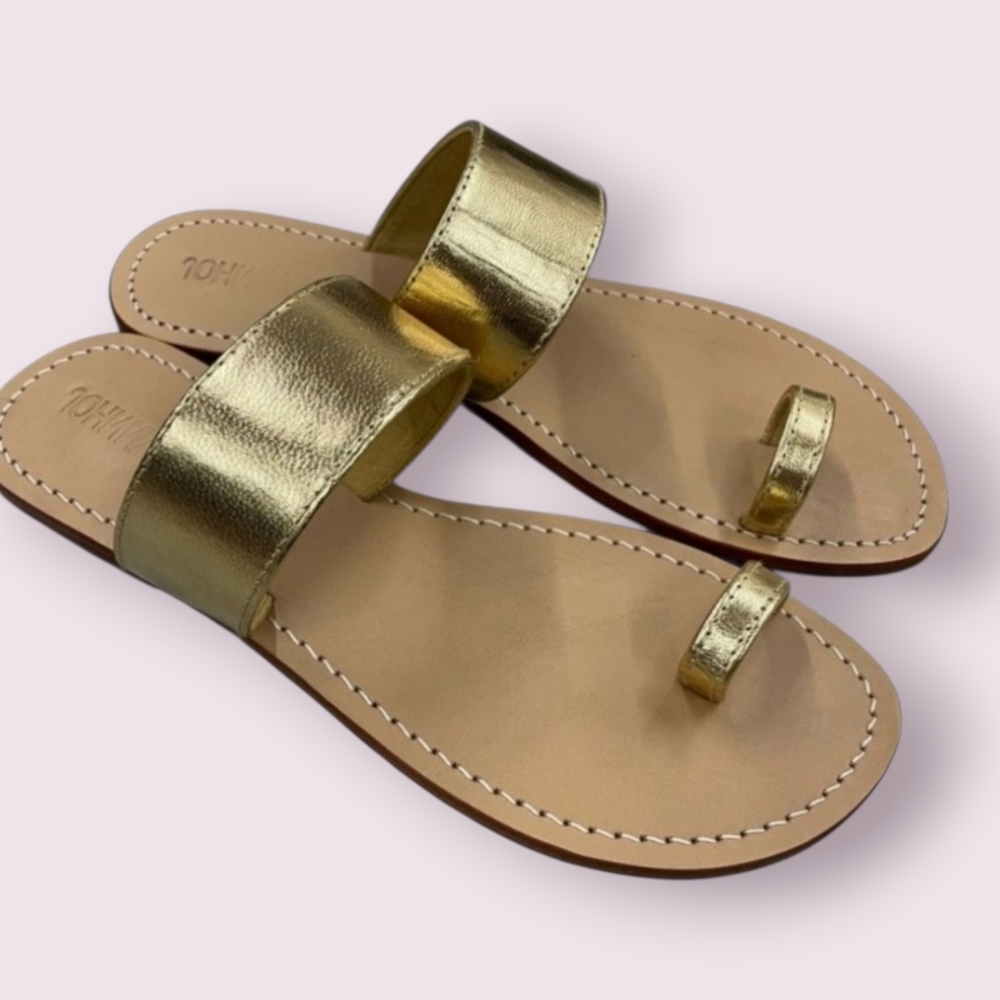 ❌️SOLD❌️Johnny Was Gold Leather Goddess Queen Sandals Shoes Sz 9 - Picture 7 of 9